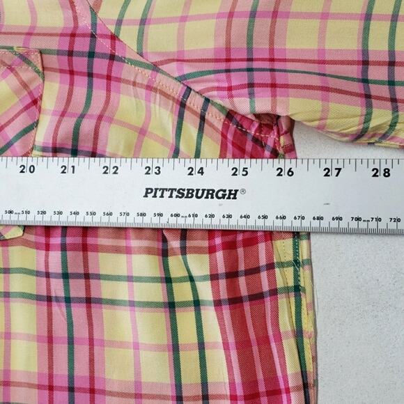 Torrid Pink and Yellow Plaid Button Down Shirt - Picture 9 of 13